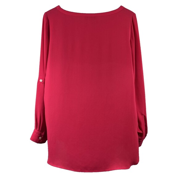 Ann Taylor LOFT Size M Solid Hot Pink Long Sleeve Boat Neck Pullover Blouse - Picture 2 of 11